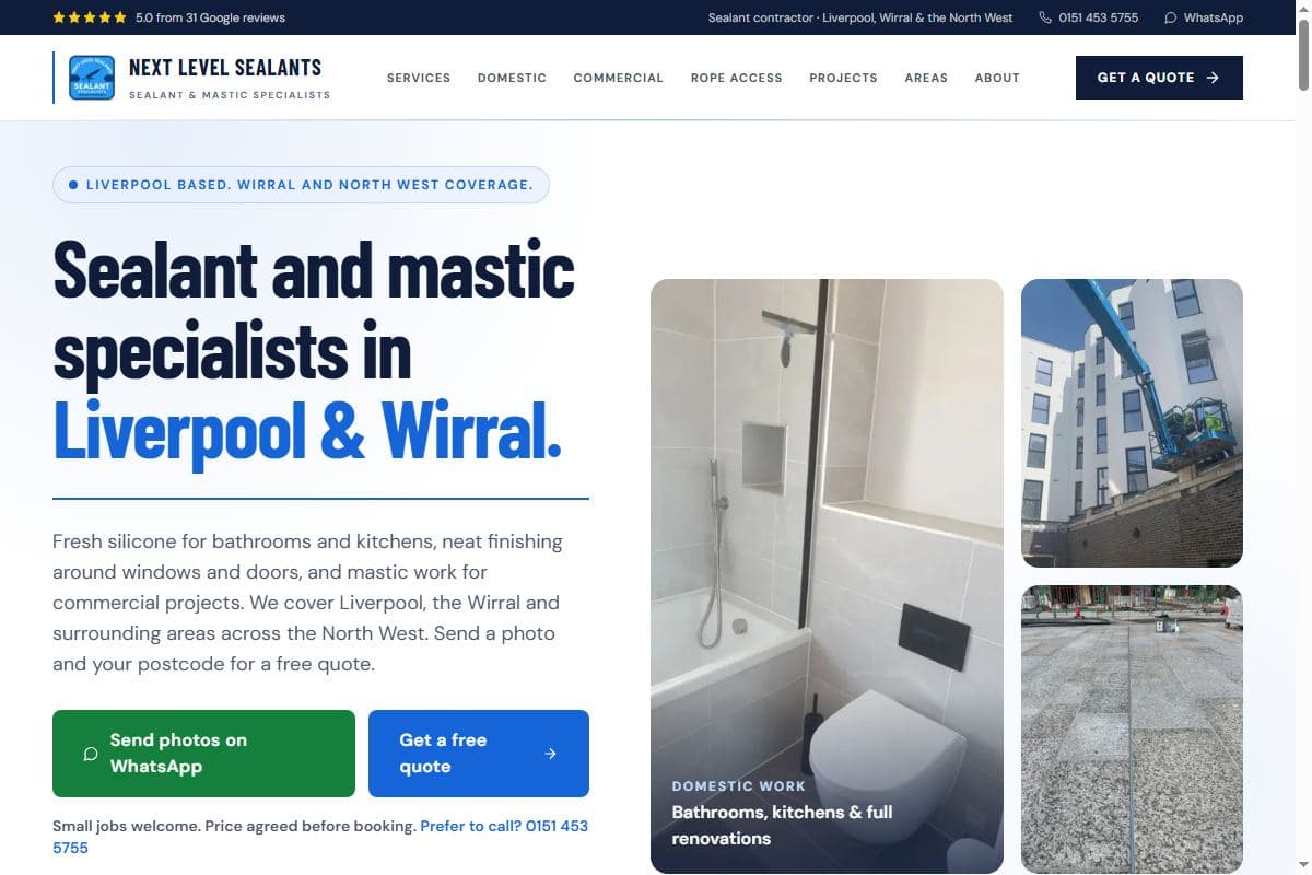 Next Level Sealants website